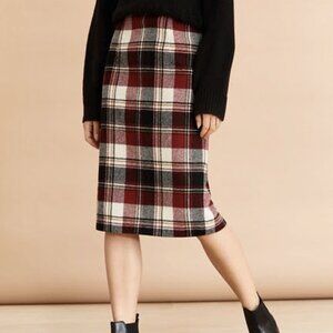 Brooks Brothers Red and Black Plaid Midi Skirt